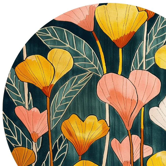 Vibrant Meadow Hand Tufted Round Rug