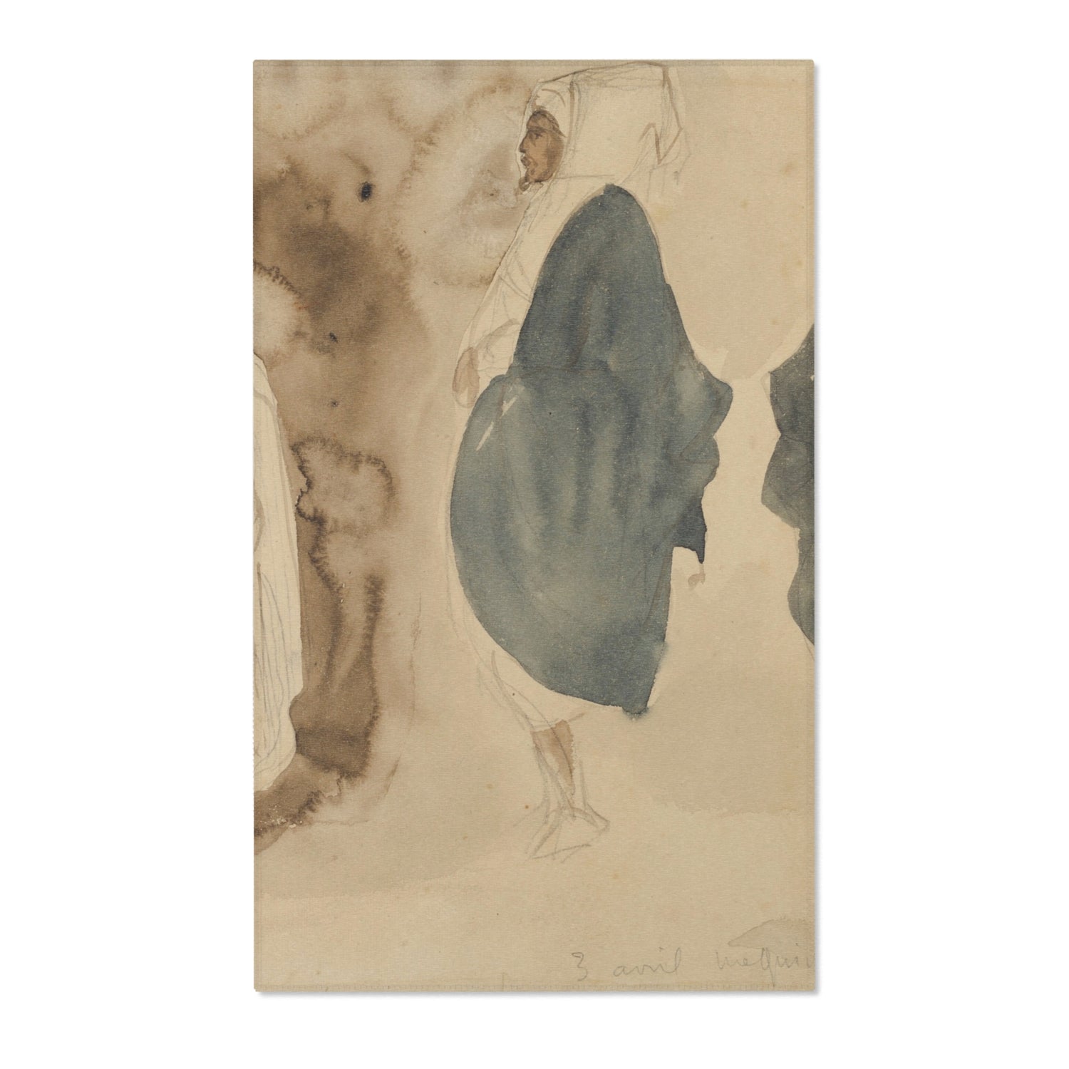 Four Sketches of Arab Men - Eugène Delacroix Area Rug