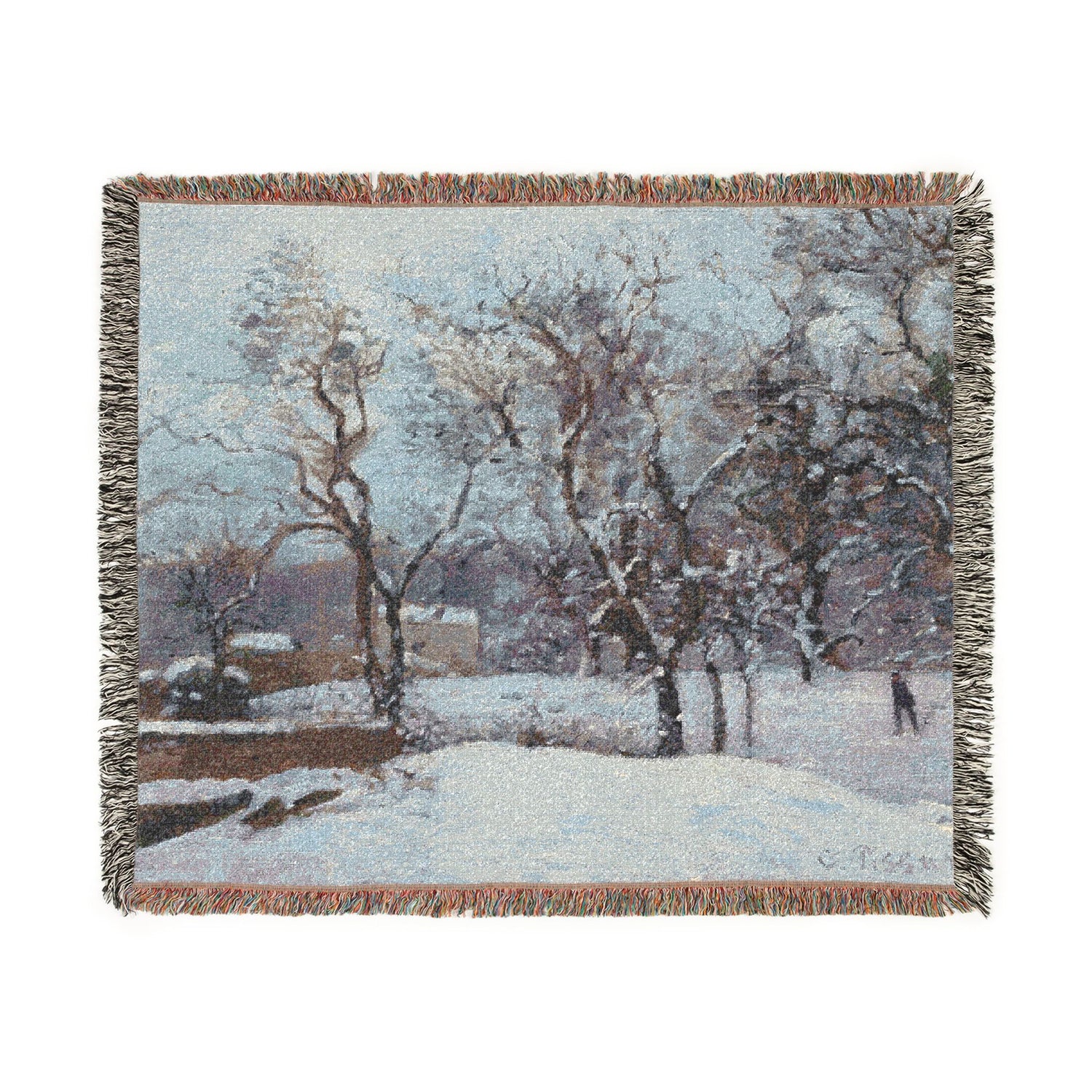 Snow at Louveciennes - Camille Pissarro Tapestry Blanket
