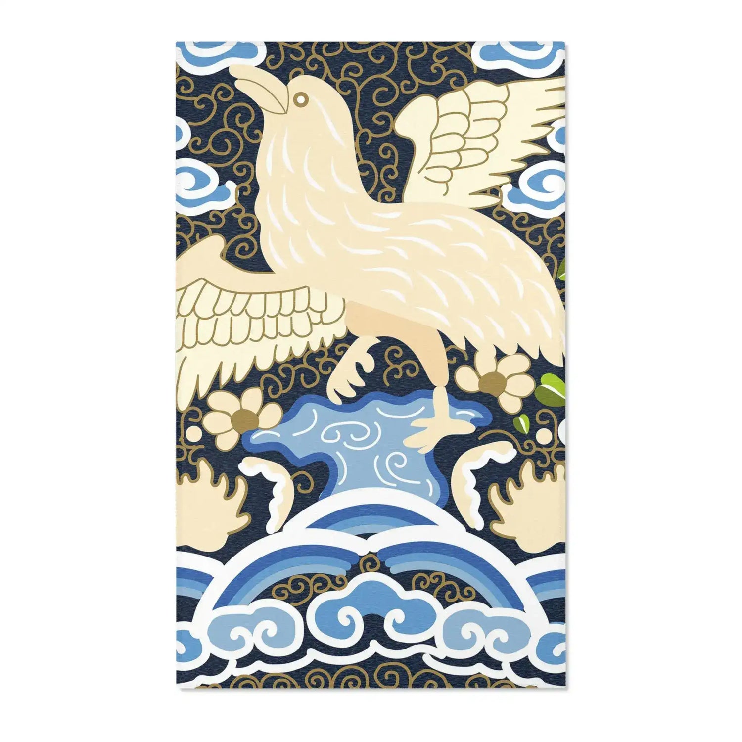 Majestic Phoenix Over Ocean Waves Accent Rug