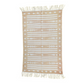 Handwoven Light Taupe and White Traditional Cotton Rug with Fringes