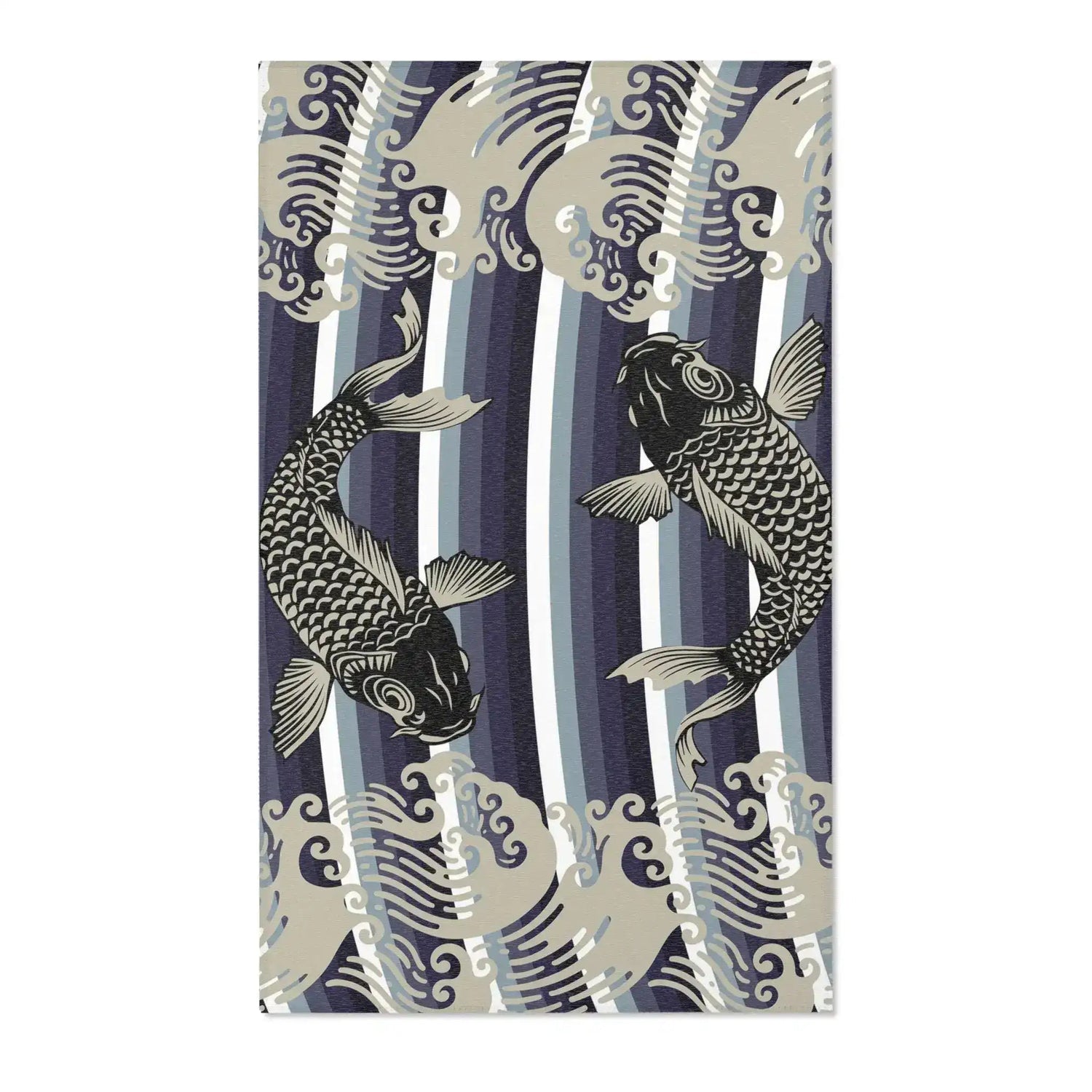 Taupe & Navy Koi Wave Accent Rug