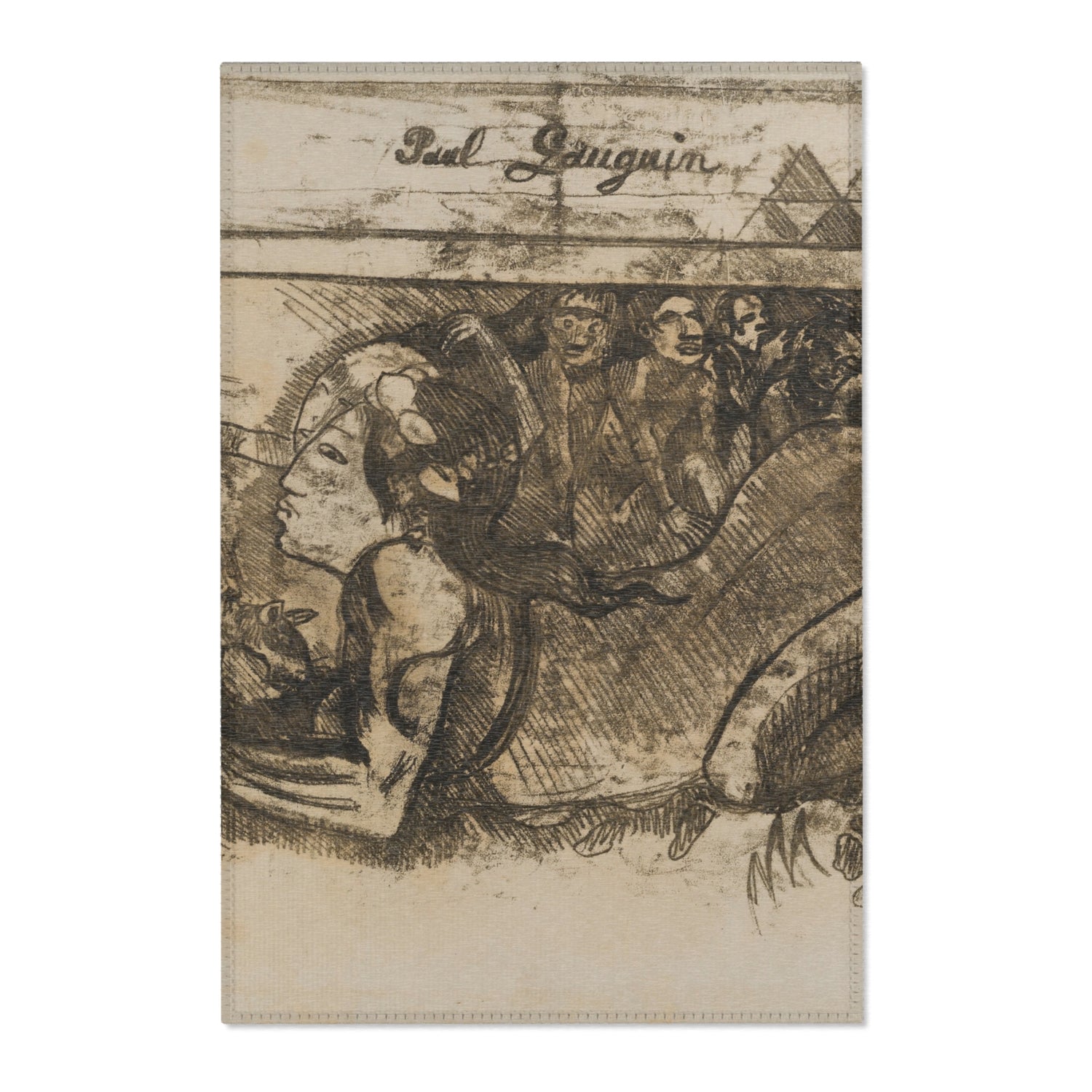 Woman with a Cat - Paul Gauguin Area Rug