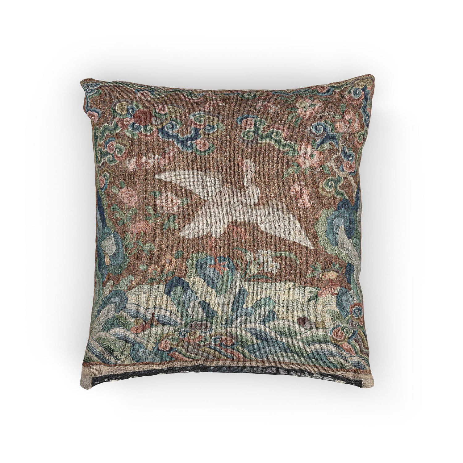Almohada con Insignia de Rango con Motivos de Aves y Flores