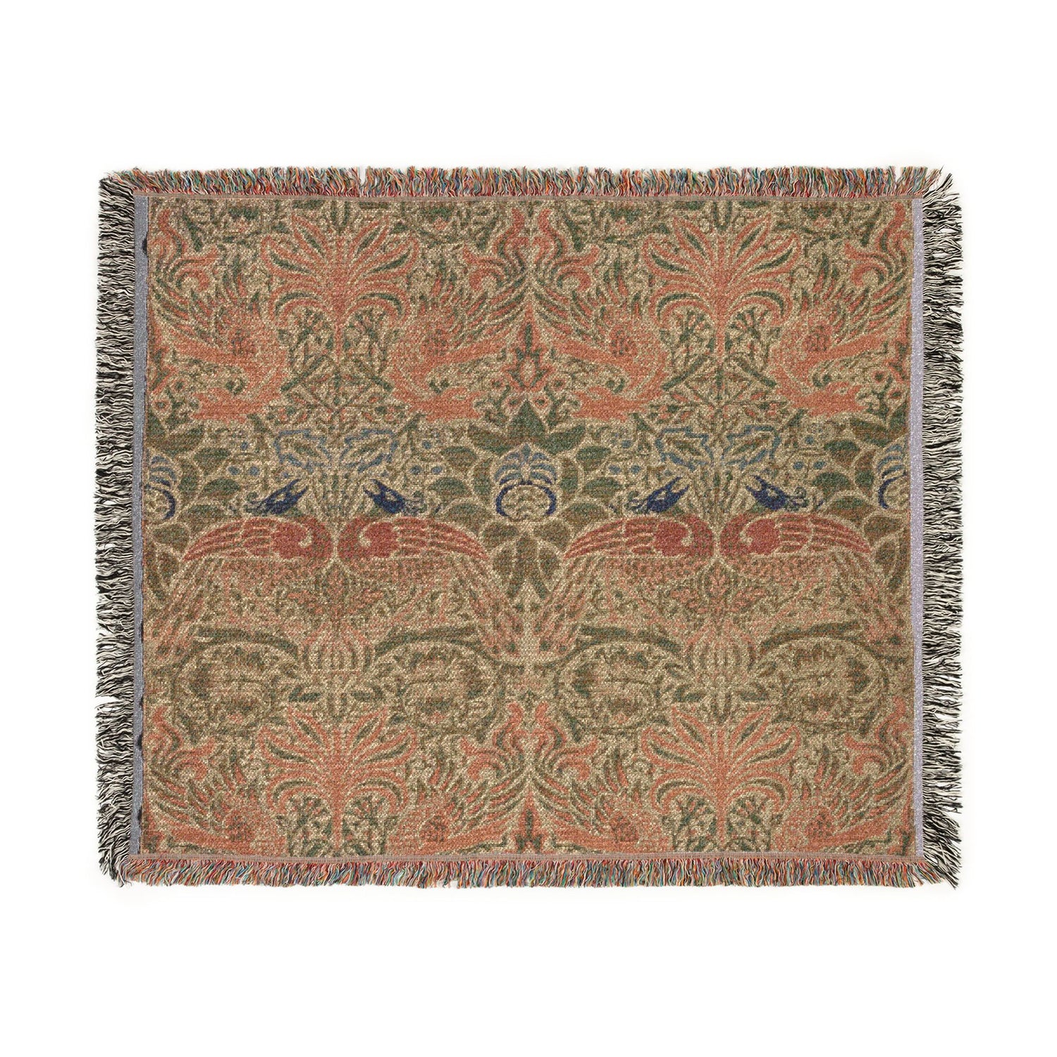 Peacock and Dragon Woven Throw Blanket