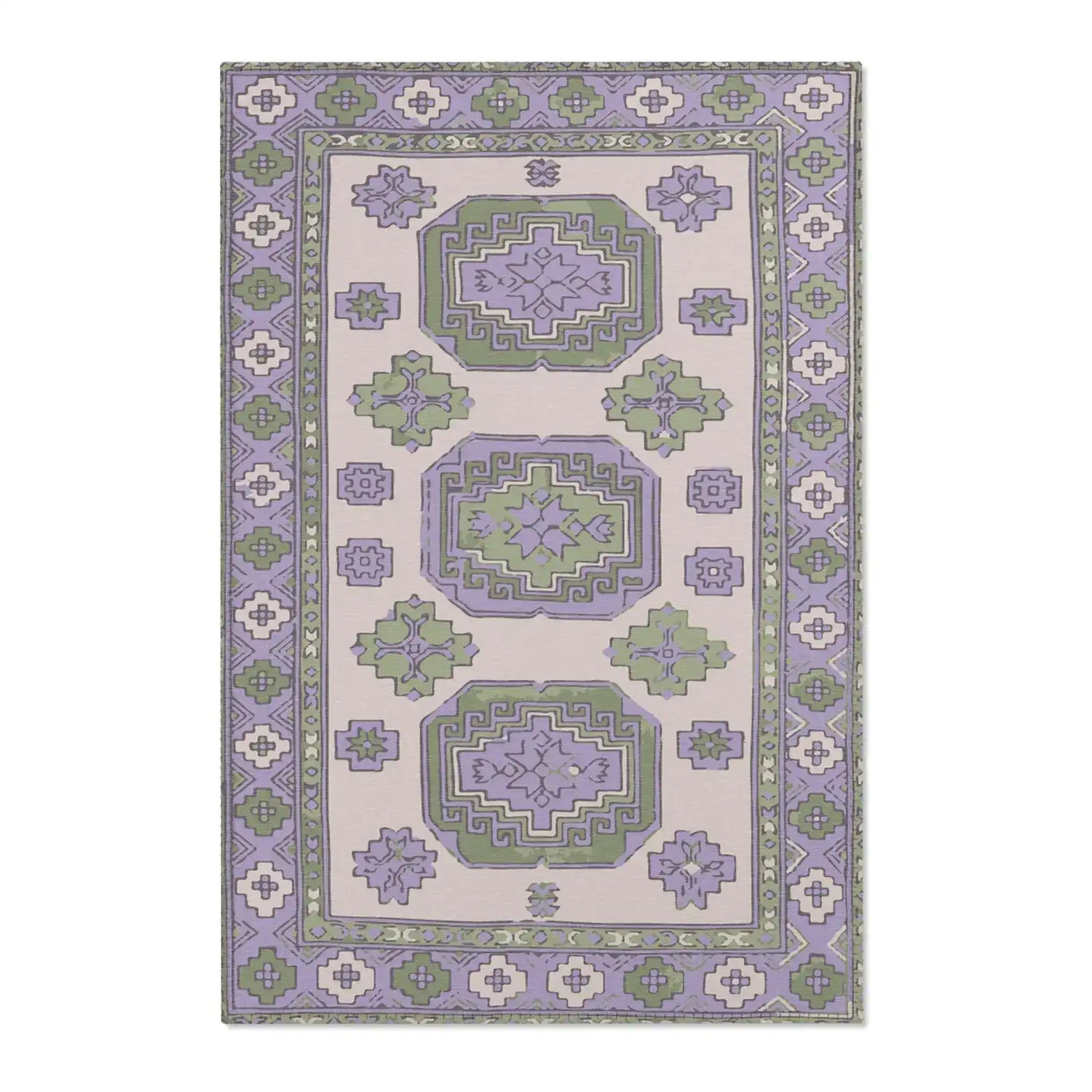 Geometric Lavender and Sage Southwestern Accent Rug