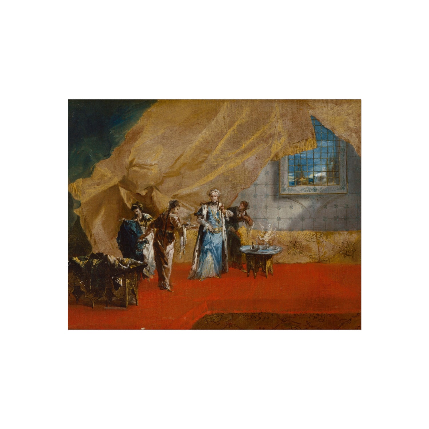 Interior a Sultana Taking Coffee in the Harem - Giovanni Antonio Guardi Fine Art Poster