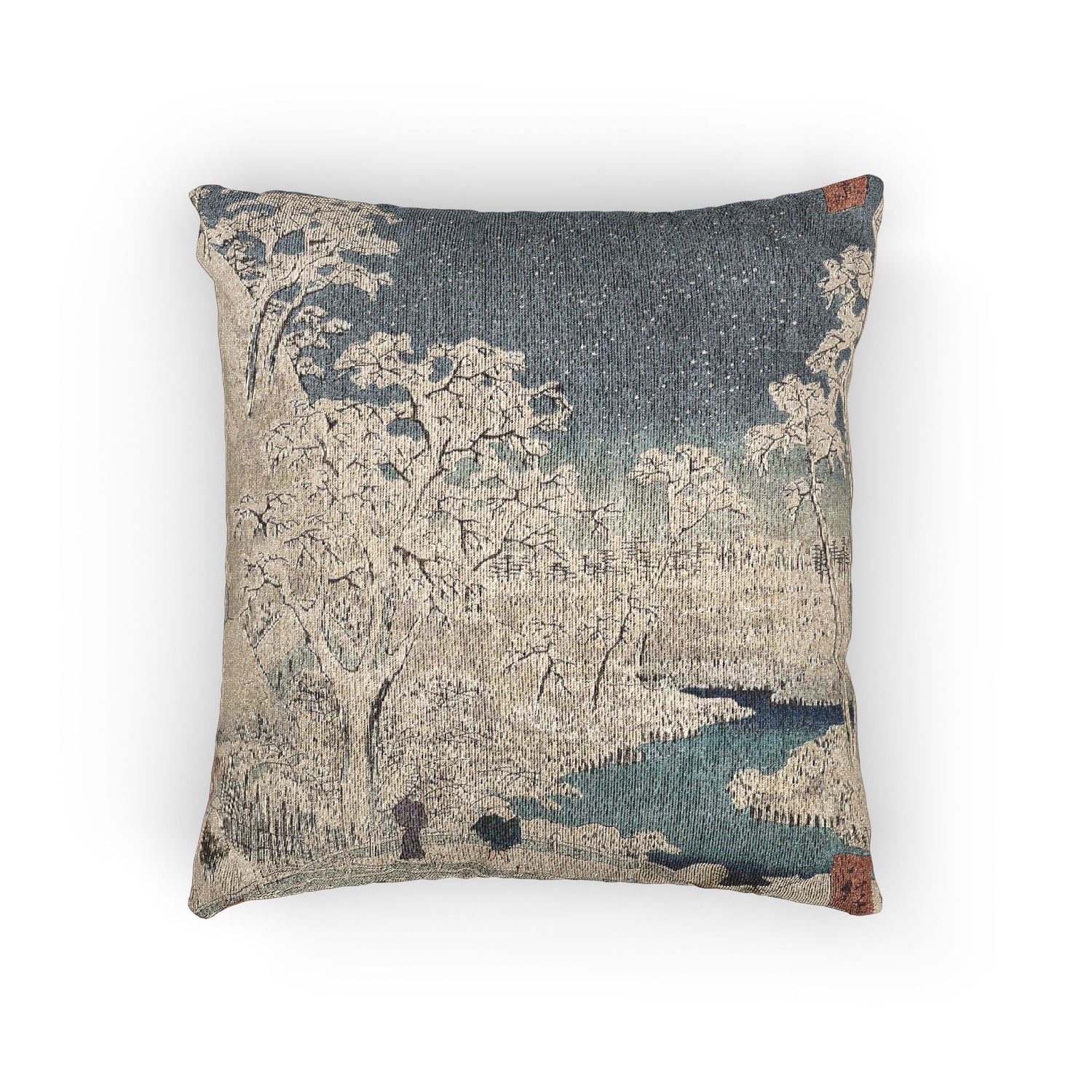 Meguro Drum Bridge Sunset Hill Snow - Utagawa Hiroshige Pillow