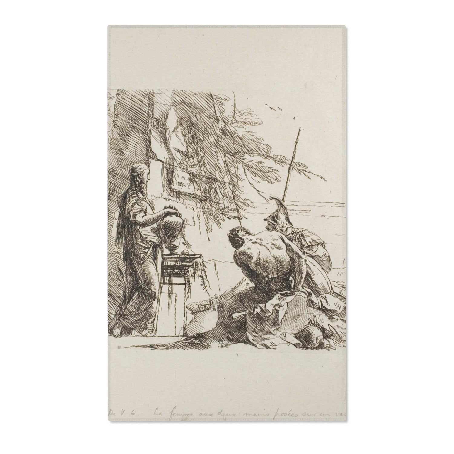 A Woman with Her Hands on a Vase - Giovanni Battista Tiepolo Area Rug