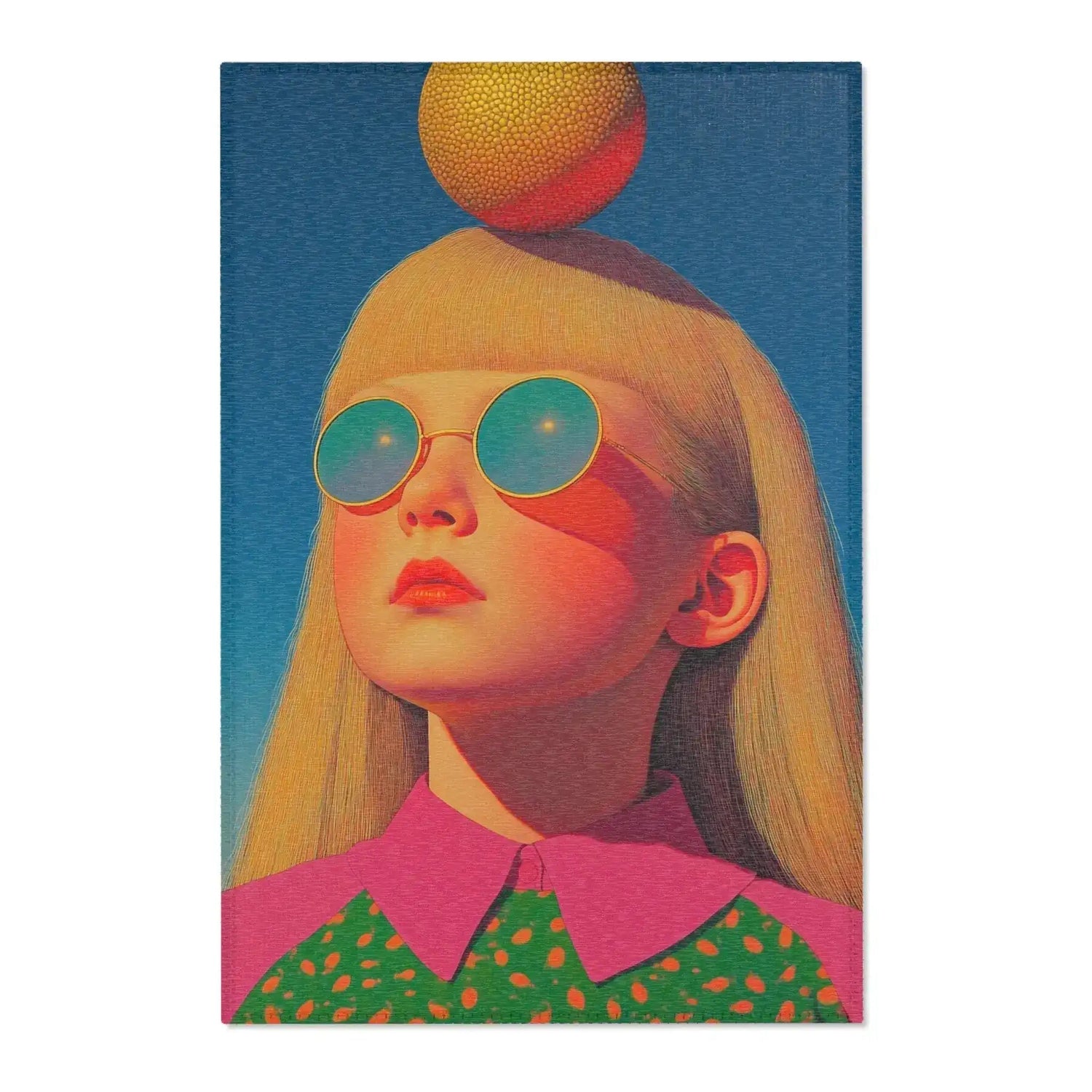 Bold Aesthetic Retro-Futuristic Girl with Golden Sphere