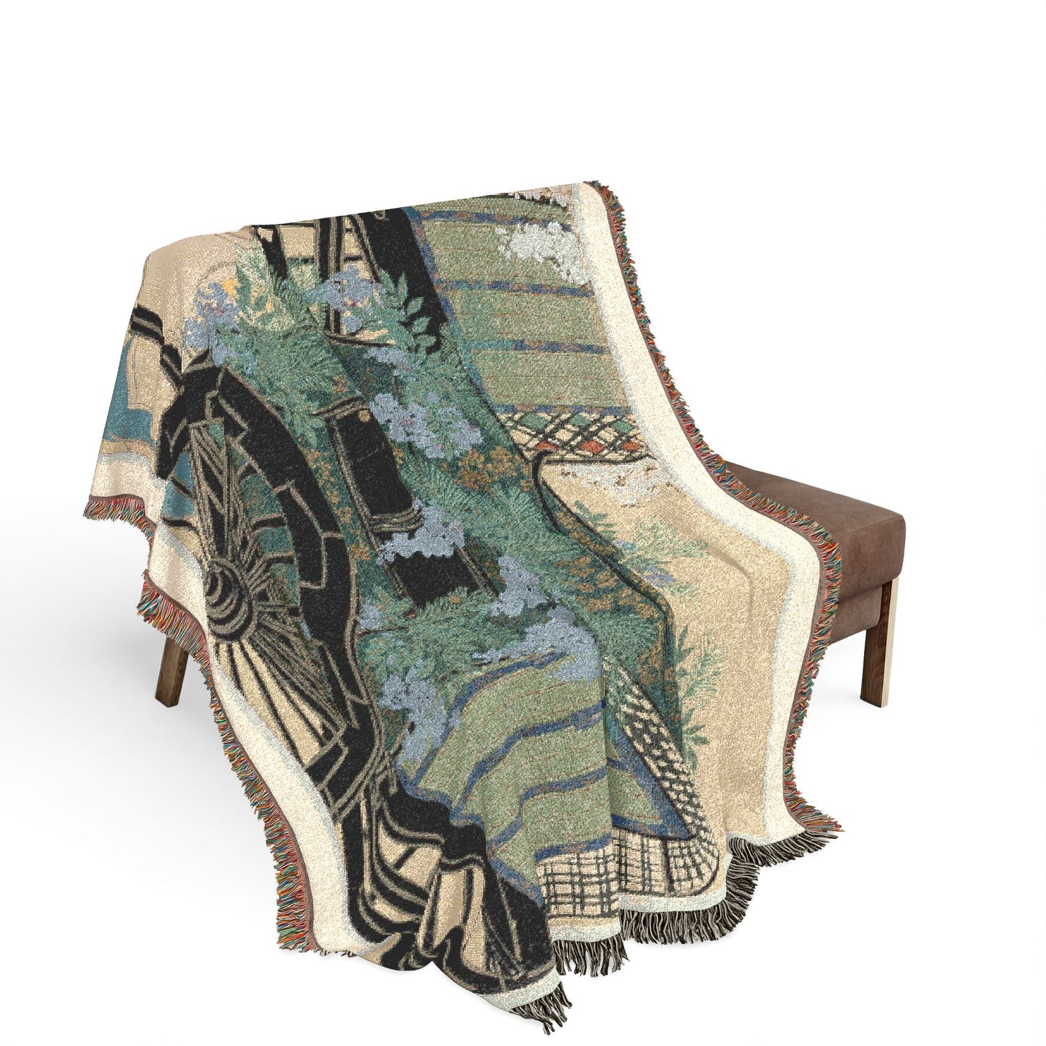 Flowers of a Hundred Worlds (Momoyogusa): Flower-draped Carts (Hanasashiguruma) Woven Throw Blanket