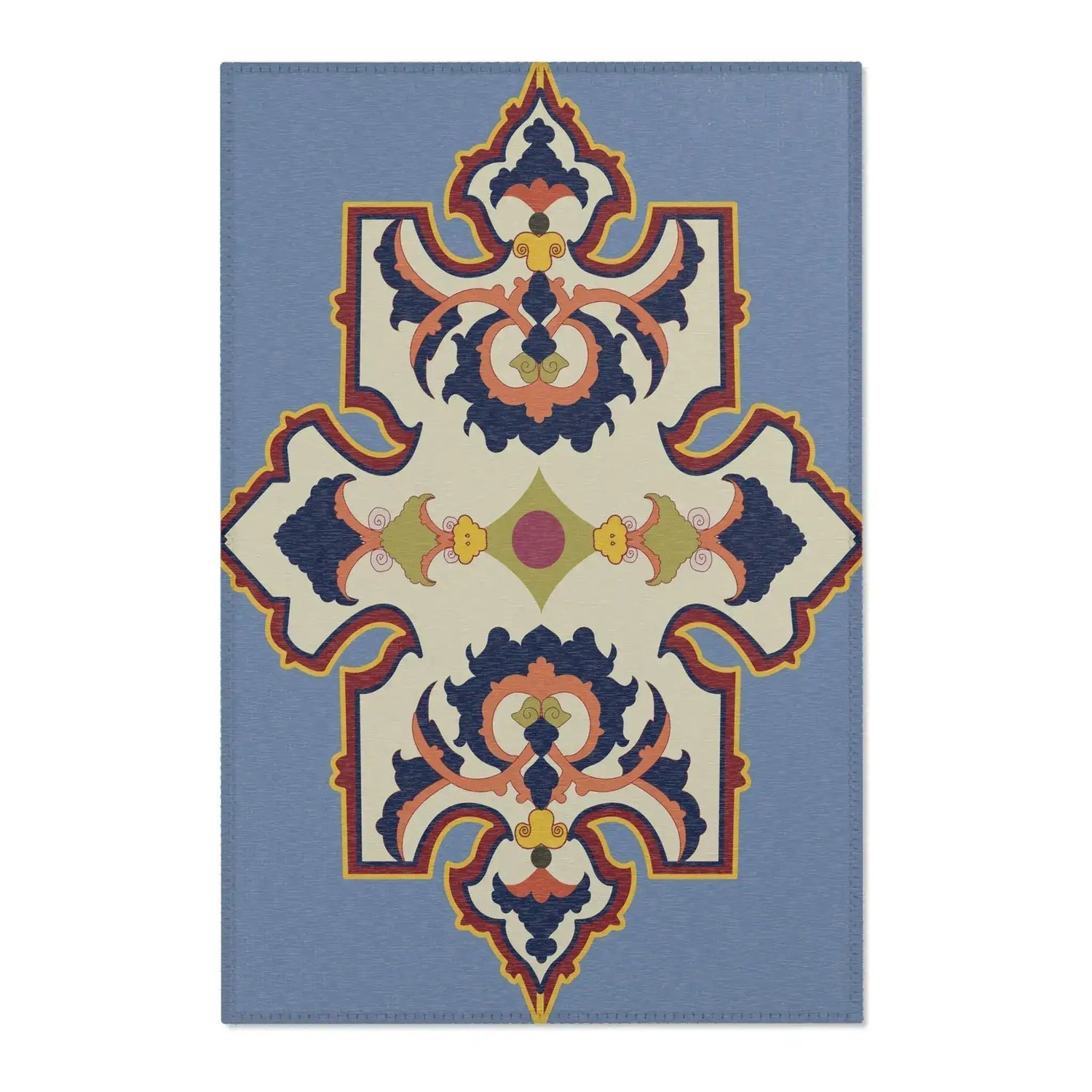 Ornate Medallion Blue Accent Rug