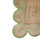 Beautify the space inside or outside your home with this Handmade Scalloped Border Jute Rug - Light Green. Choose from a variety of sizes to find the perfect addition to your space. Made from durable natural fibers, this rug is built to last and adds a touch of luxury wherever it is placed.