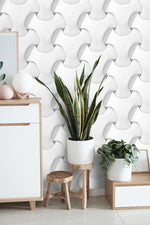 3D Effect Geometric Knots White Wallpaper