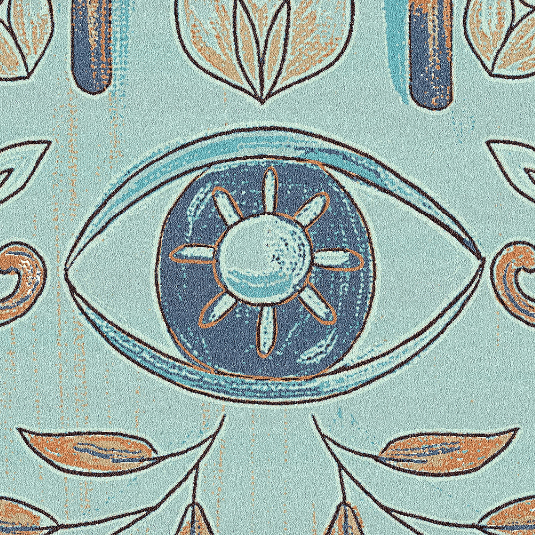 Embrace mystical charm with the "Hamsa Hand Magic Eye Wool Rug." Adorned with the protective Hamsa hand symbol and mesmerizing magic eye motifs, this rug exudes spiritual energy and intrigue. Handcrafted from luxurious wool, it adds a touch of mysticism and sophistication to your space, creating a captivating focal point that invites contemplation and reflection.