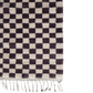 Handwoven Checker Wool Rug with Tassels - Dark Brown and White