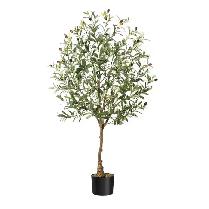4 ft Small Artificial Olive Tree in Black Nursery Pot