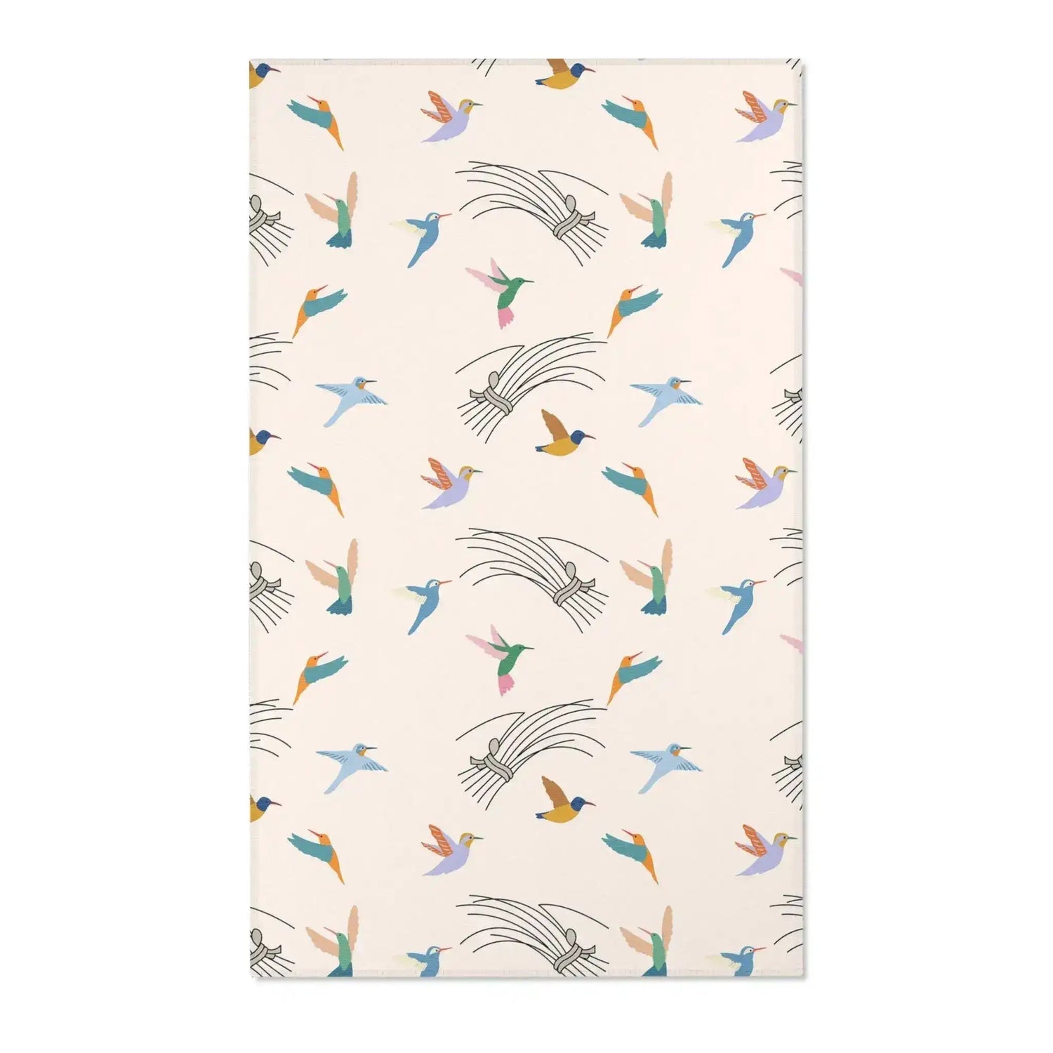 Colorful Hummingbirds on Peach Accent Rug