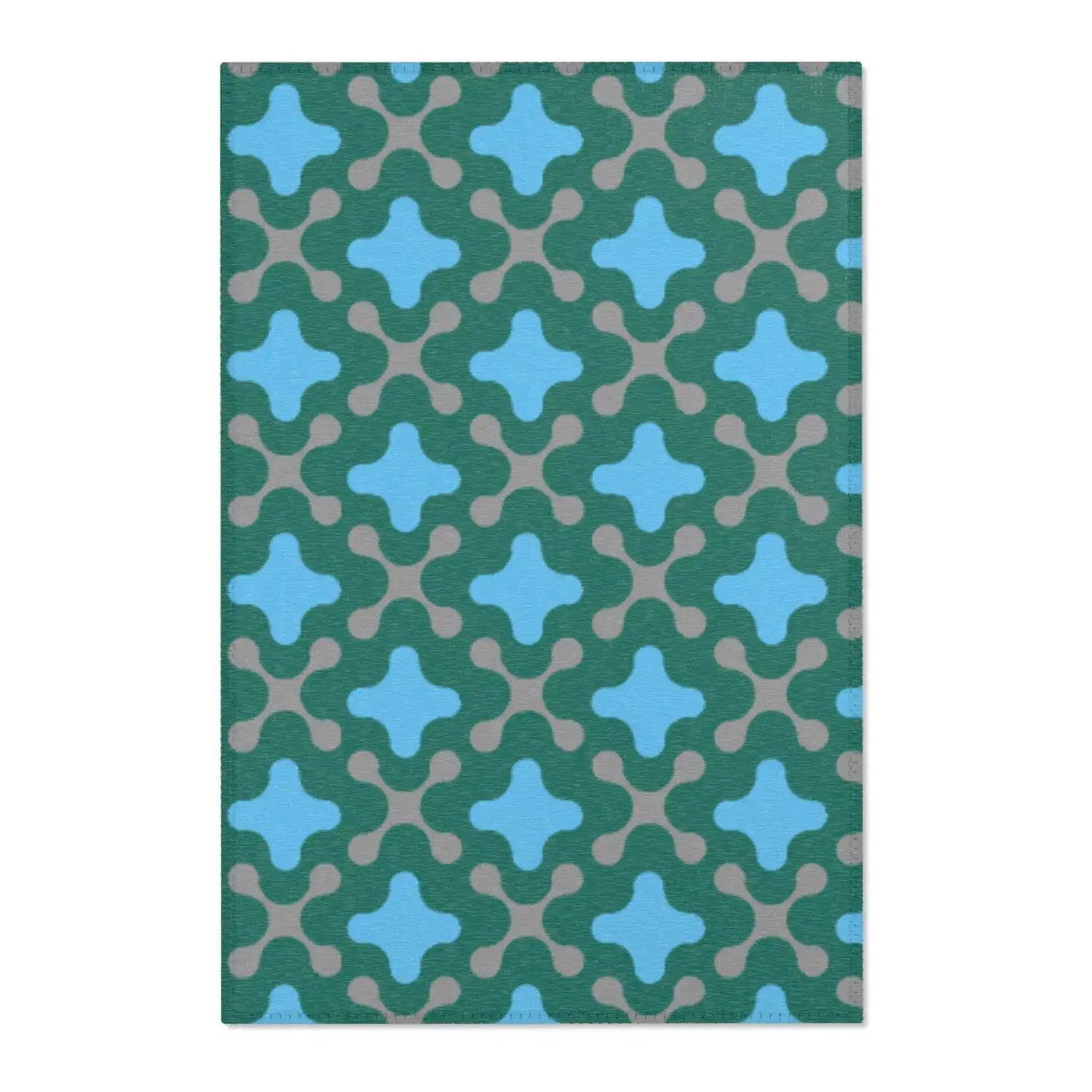 Retro Teal Bloom Accent Rug