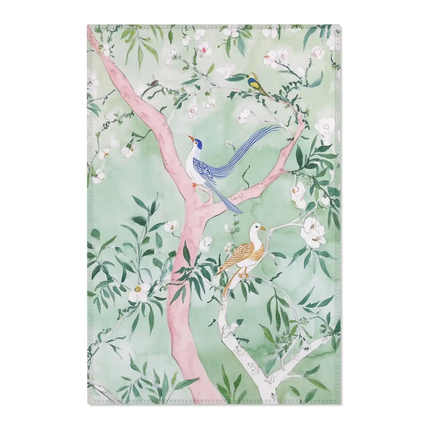 Colorful Birds on Floral Branches Accent Rug
