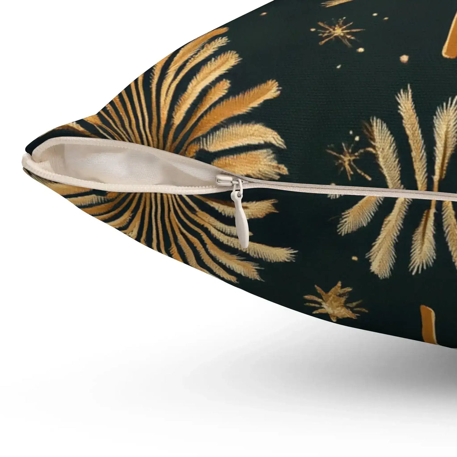 Golden Palm Fronds Throw Pillow