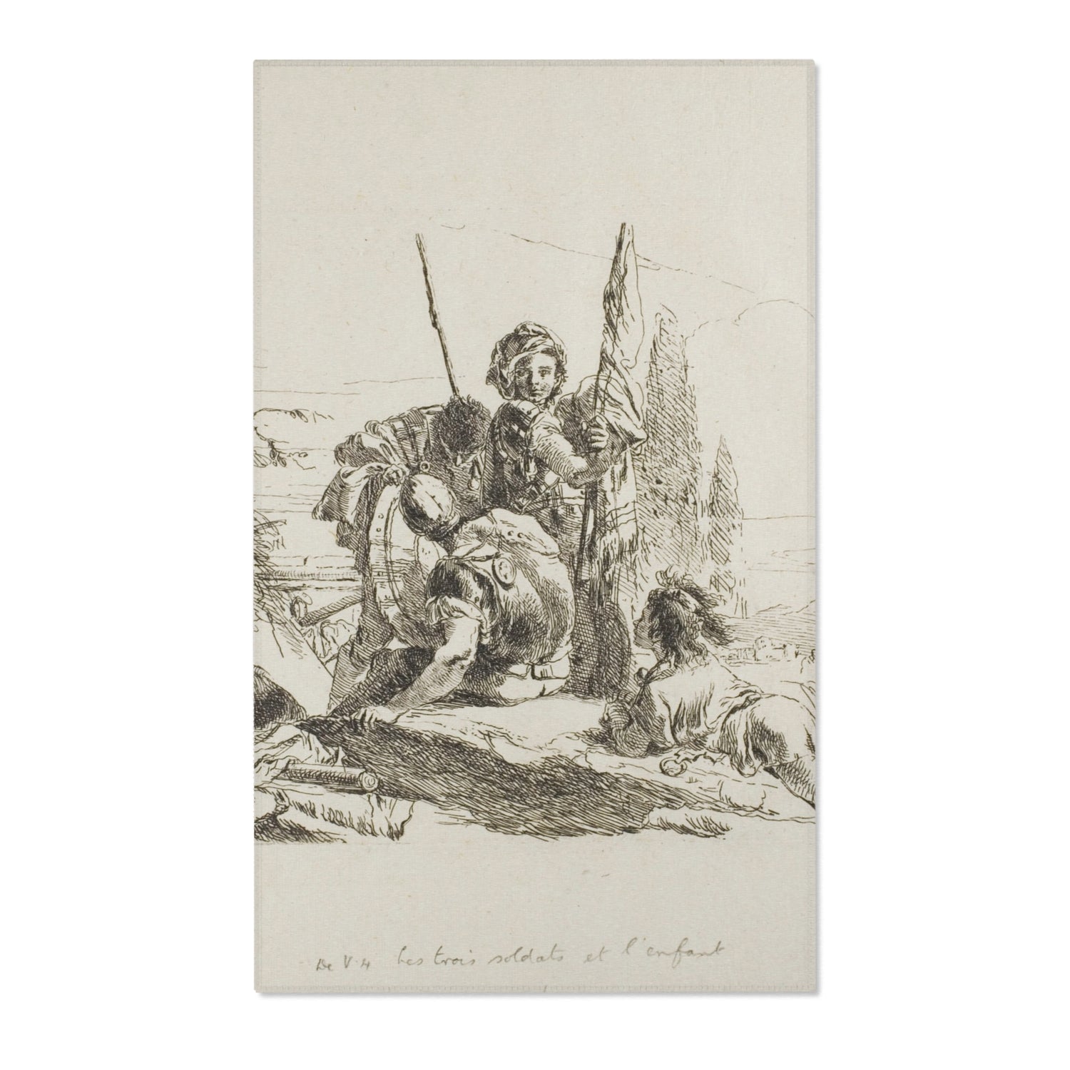 Three Soldiers and a Boy - Giovanni Battista Tiepolo Area Rug