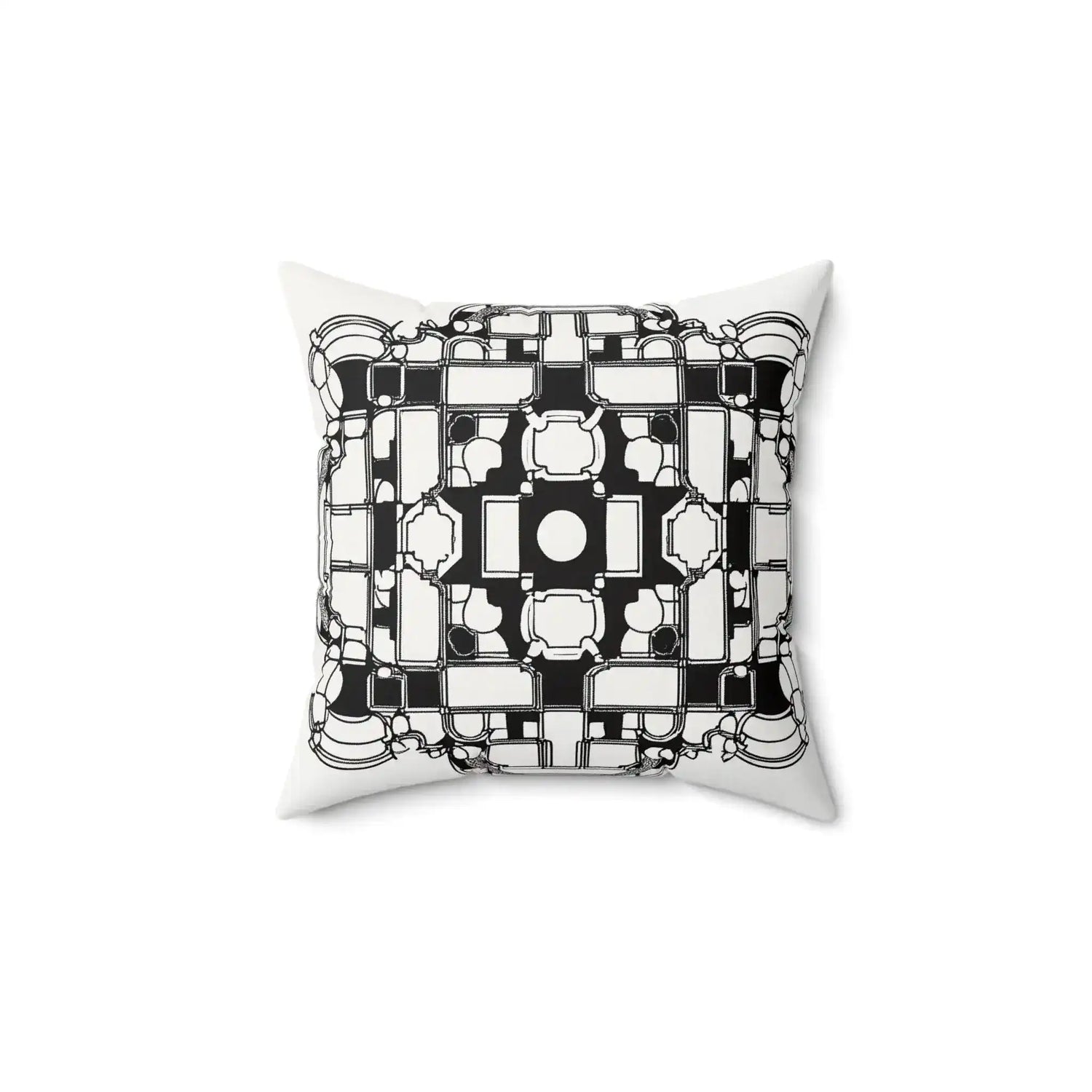 Neo-Gothic Monochrome Mandala Throw Pillow