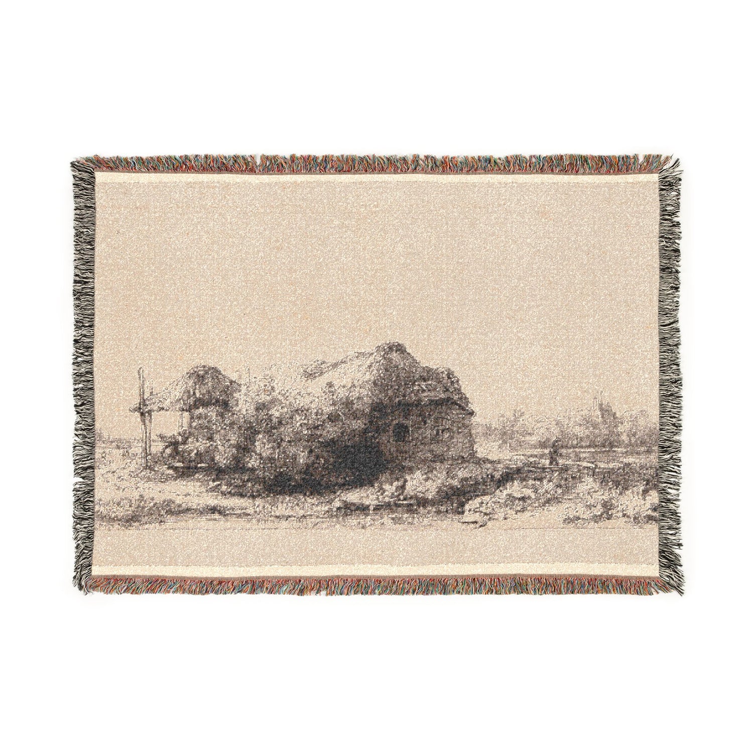 Landscape with Cottages and a Hay Barn - Rembrandt van Rijn Tapestry Blanket