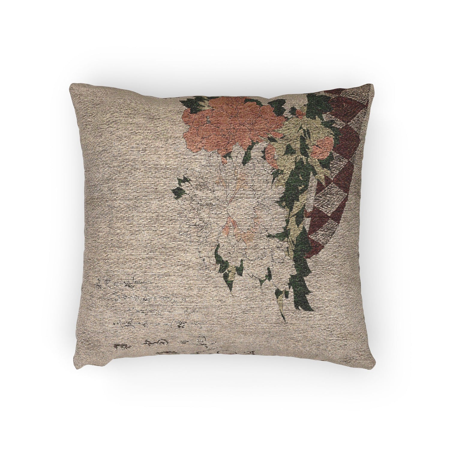 Basket of Peonies - Katsushika Hokusai Pillow