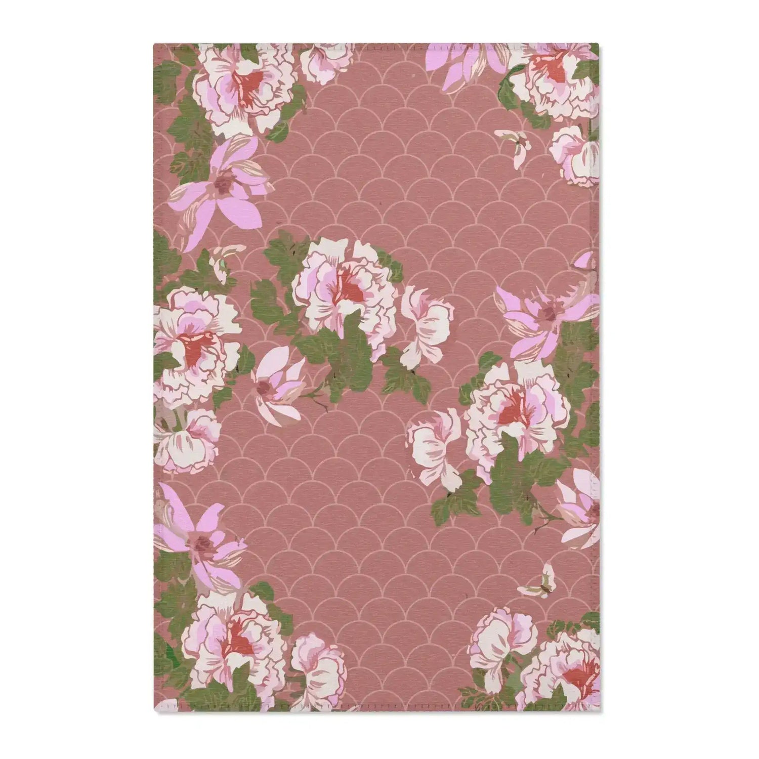 Blush Peonies on Rose Scallop Accent Rug