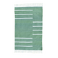 Handwoven Green and White Minimalistic Cotton Rug with Fringes