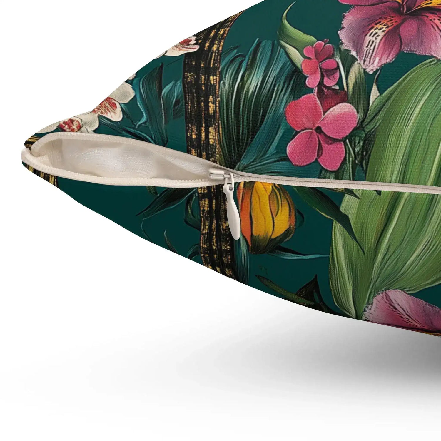 Tropical Floral Bloom Throw Pillow