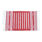 Handwoven Red and White Stripe Minimalistic Cotton Rug with Fringes