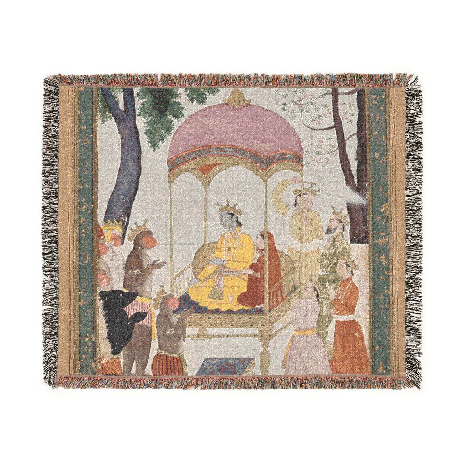 Enthroned Rama and Sita receive homage from their monkey and bear Allies, from the Yuddha Kanda (Book of the War) of a Ramayana (Rama’s Jour