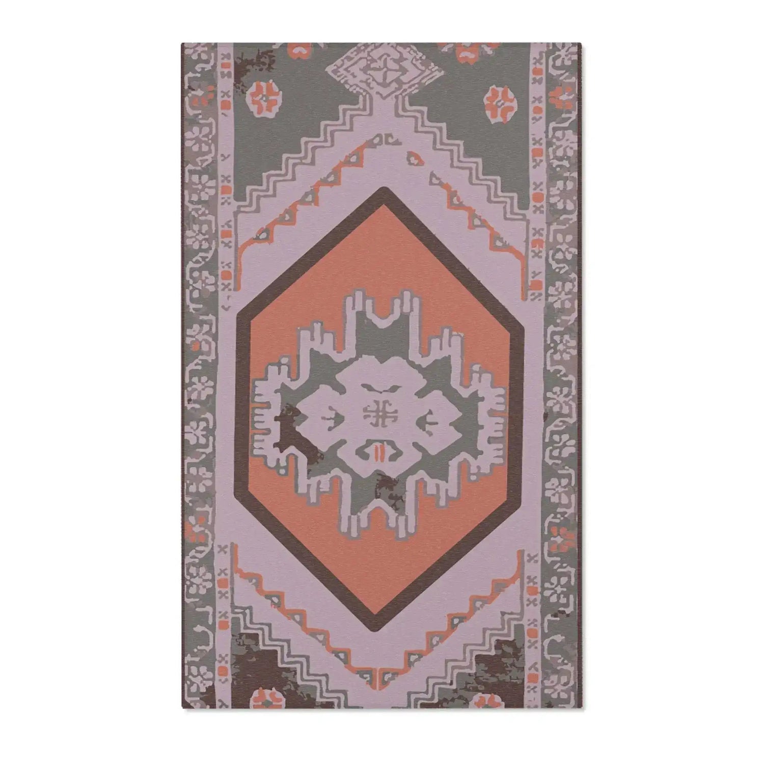 Southwestern Diamond Rust and Mauve Accent Rug