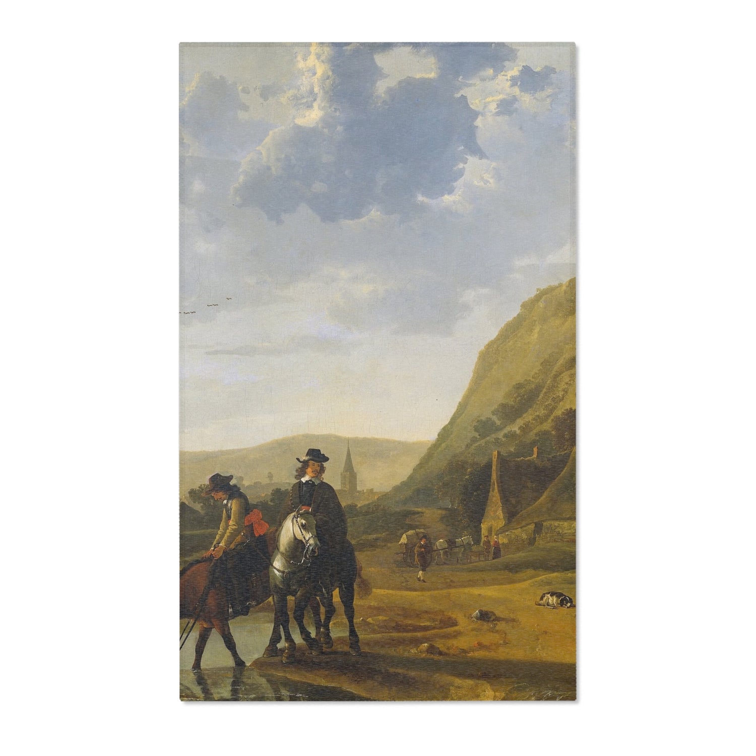 River Landscape with Riders - Aelbert Cuyp Area Rug