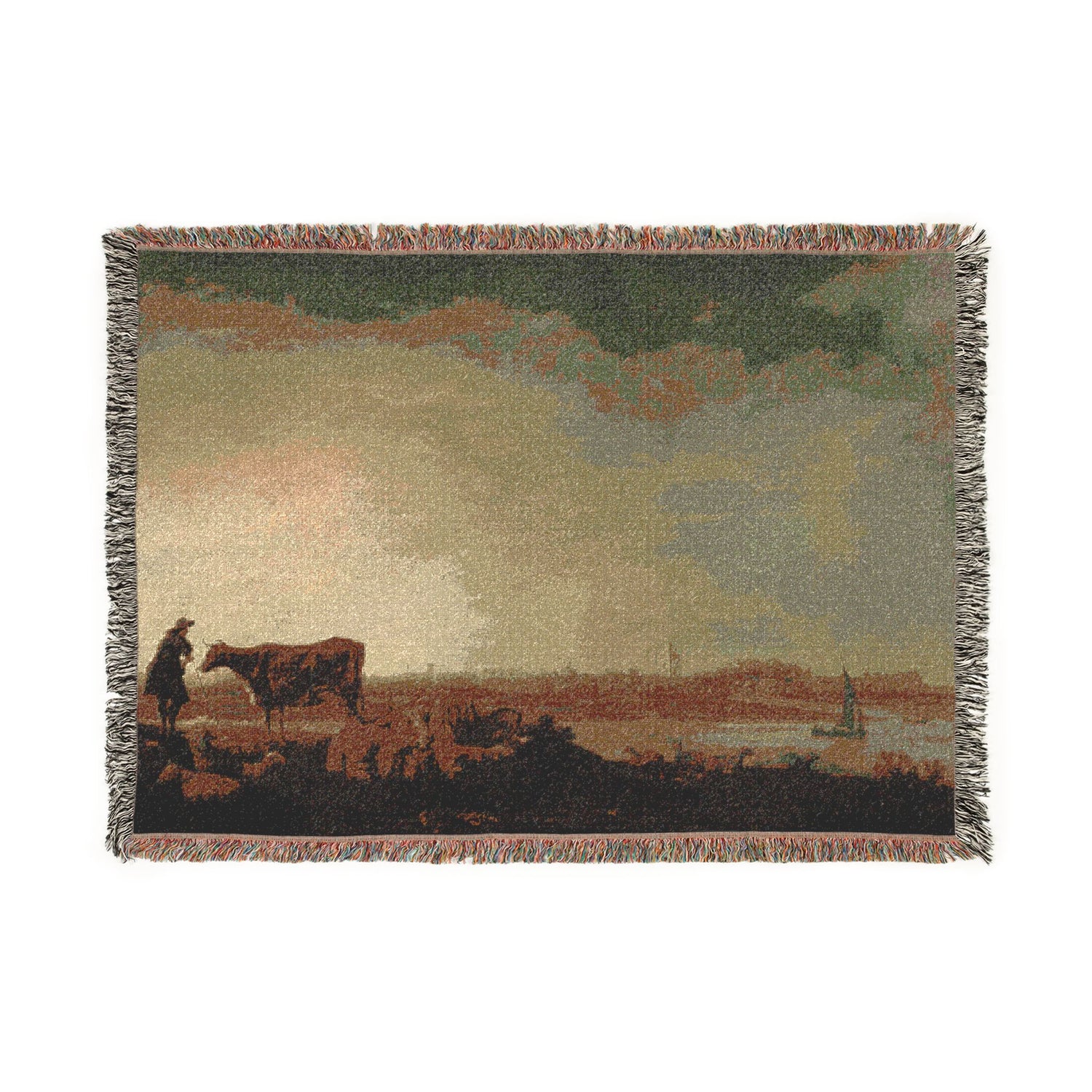 View of Vianen with a Herdsman and Cattle - Aelbert Cuyp Tapestry Blanket