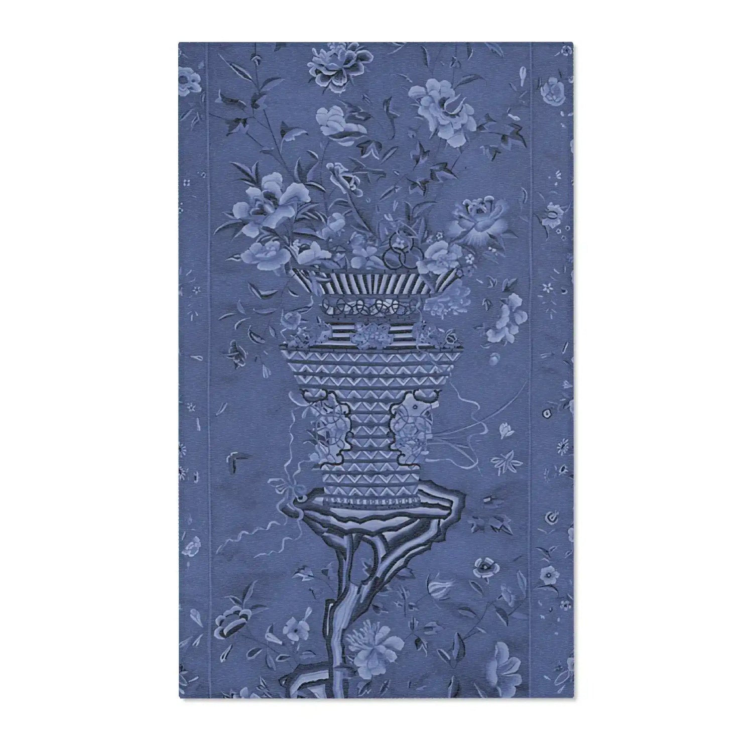 Floral Vase on Indigo Blue Accent Rug