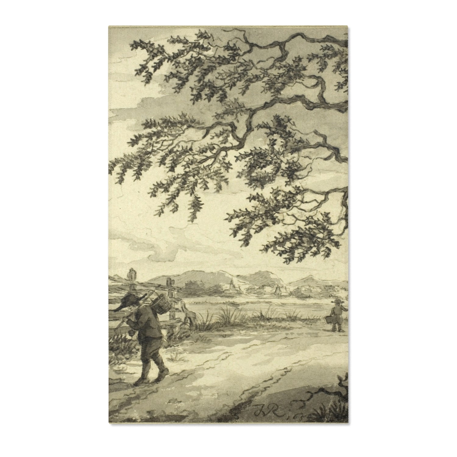 Figures with Baskets on Road - Jacob van Ruisdael Area Rug