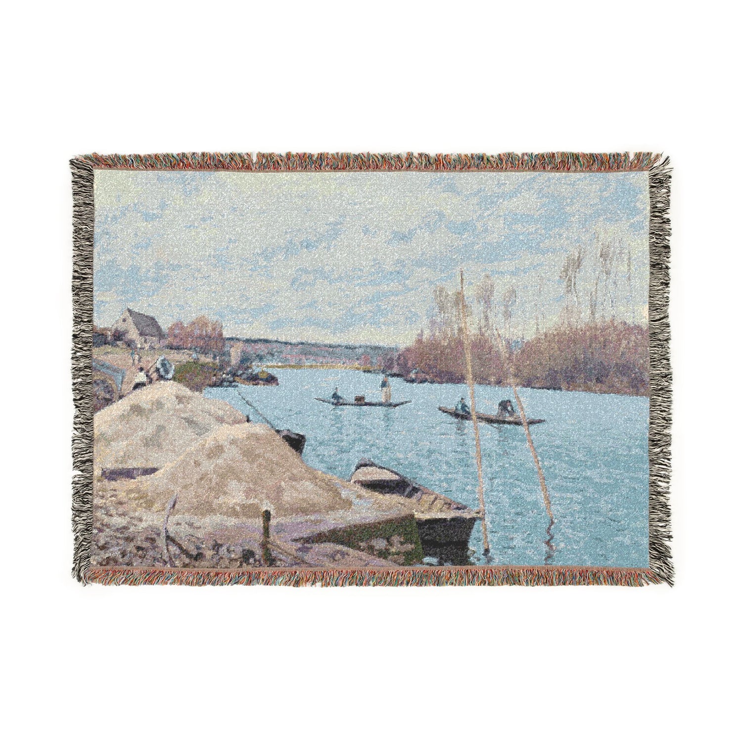 The Seine at Port-Marly, Piles of Sand - Alfred Sisley Tapestry Blanket