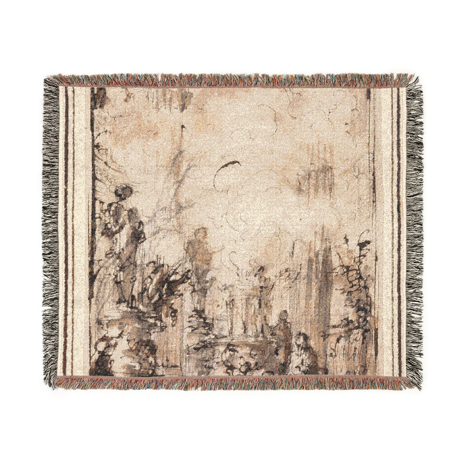 Sacrificial Offering in a Temple Woven Throw Blanket