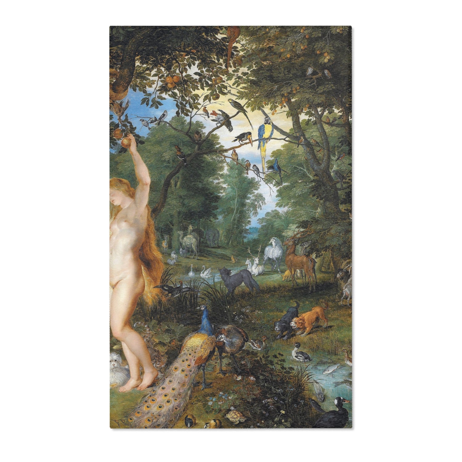 The Earthly Paradise with the Fall of Adam and Eve - Jan Brueghel the Elder and Peter Paul Rubens Area Rug