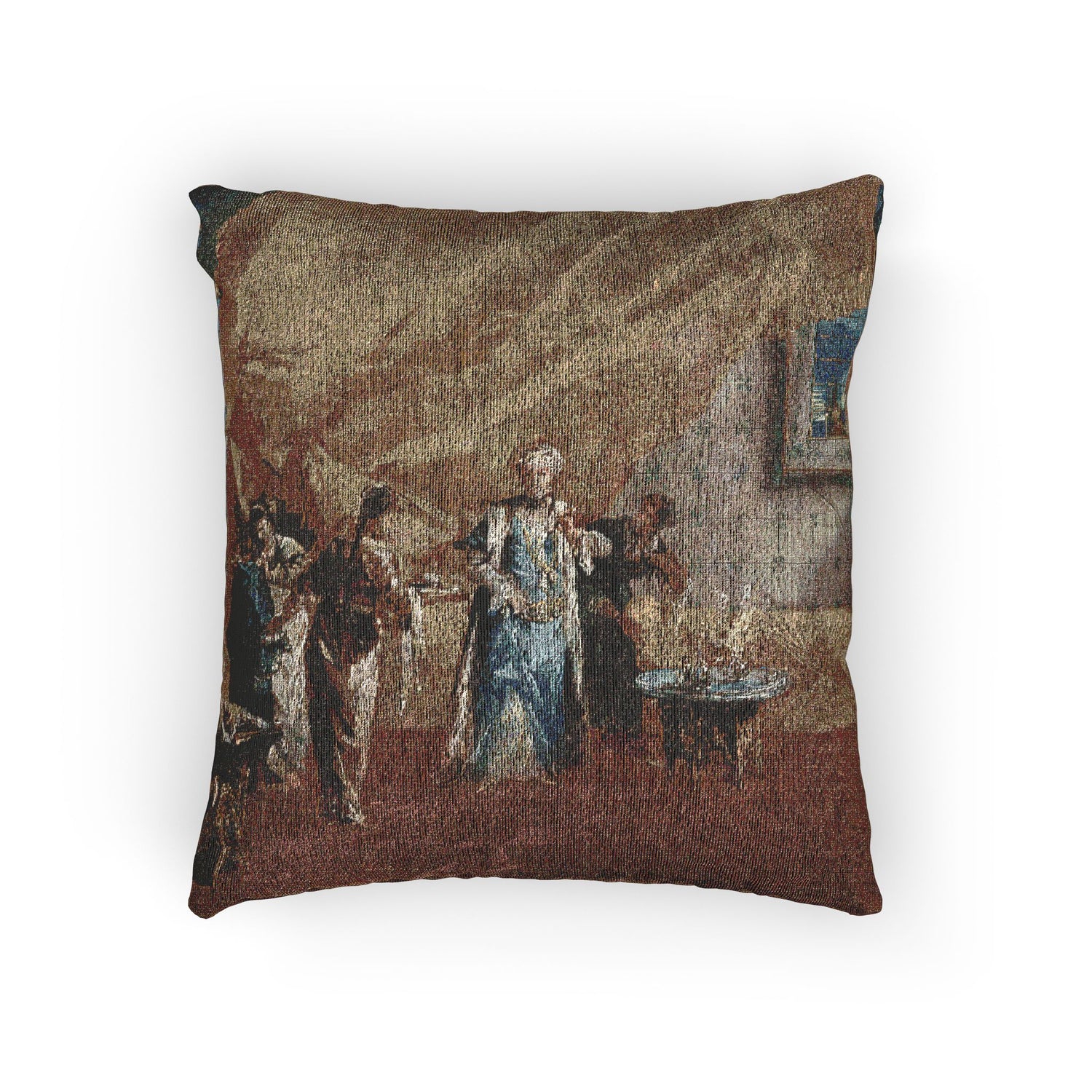 Interior a Sultana Taking Coffee in the Harem - Giovanni Antonio Guardi Pillow
