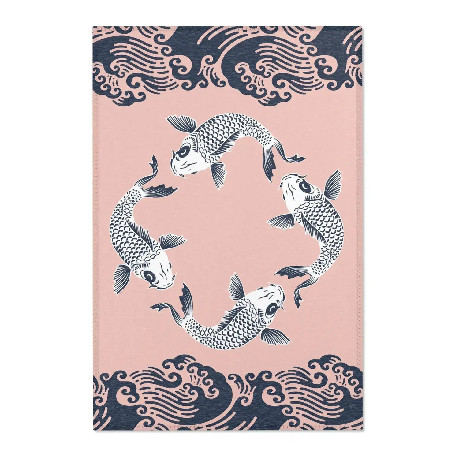 Blush & Navy Koi Wave Accent Rug
