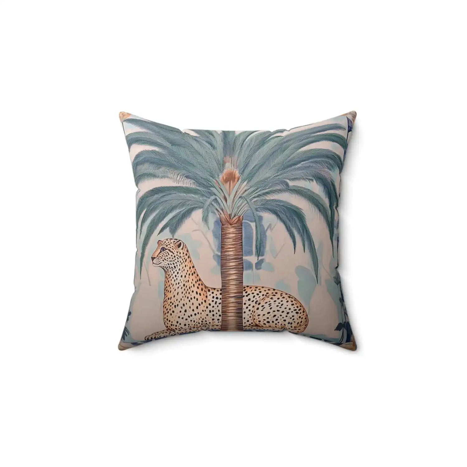 Cheetah and Palm Serenity Throw Pillow