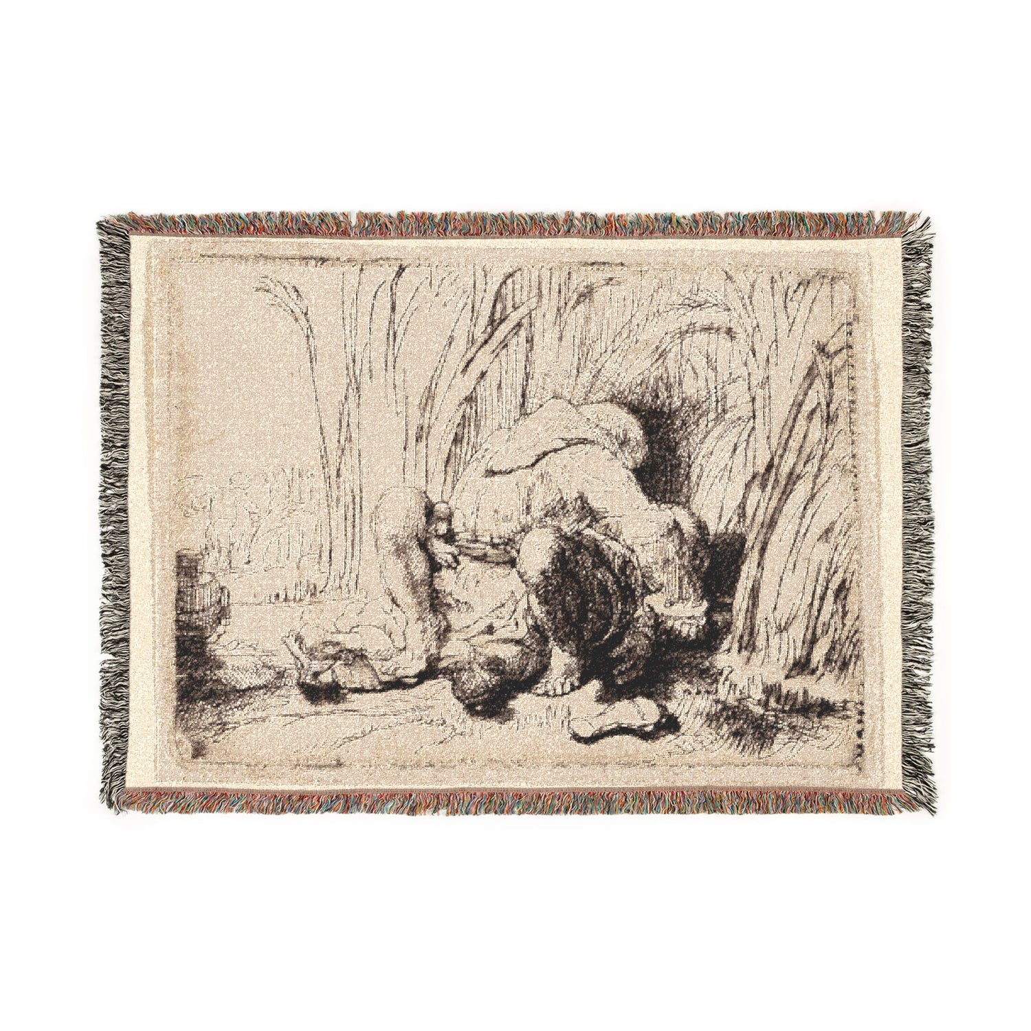 The Monk in the Cornfield - Rembrandt van Rijn Tapestry Blanket