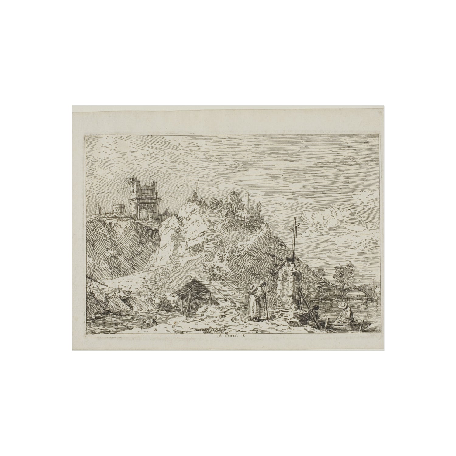 Landscape with the Pilgrim at Prayer - Canaletto Fine Art Poster