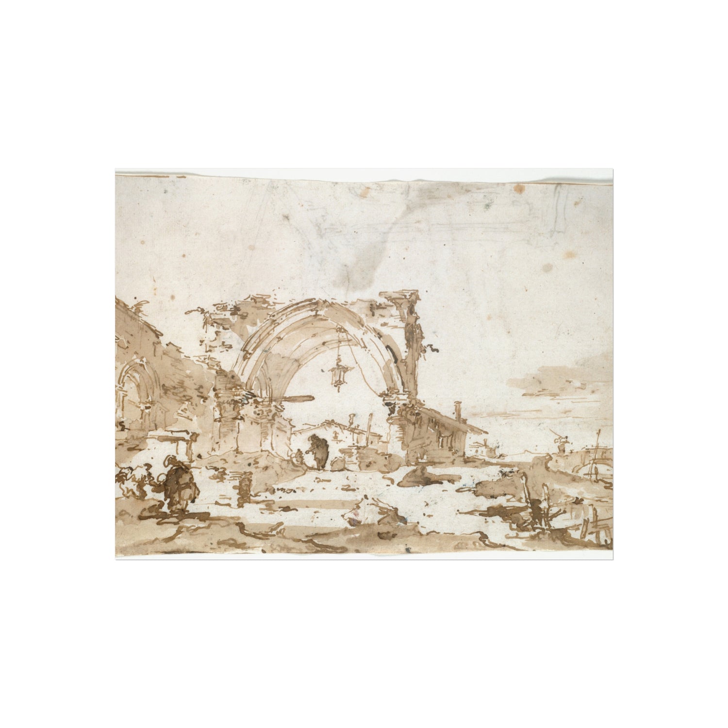 A Capriccio with a Ruined Gothic Arch - Francesco Guardi Fine Art Poster