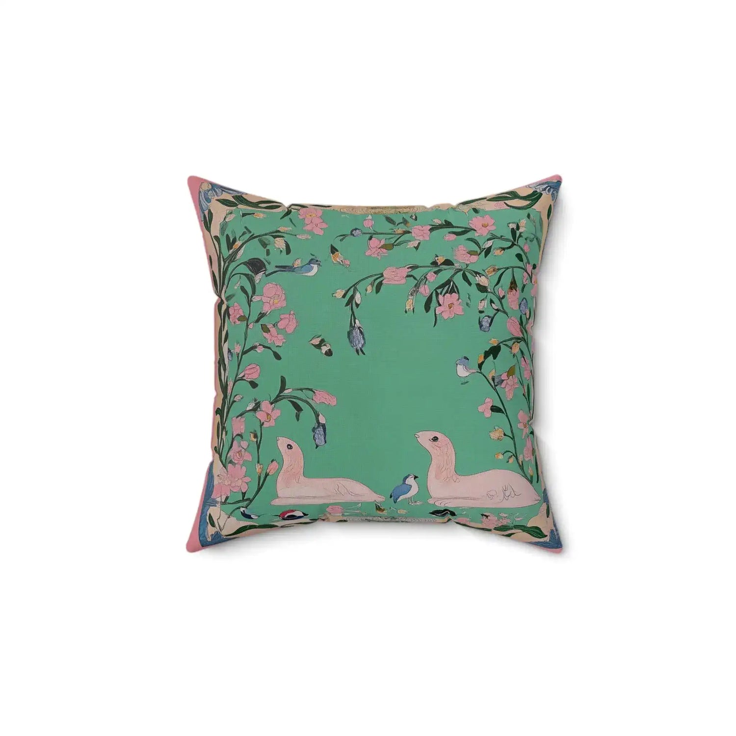 Gentle Seals and Floral Garden Throw Pillow
