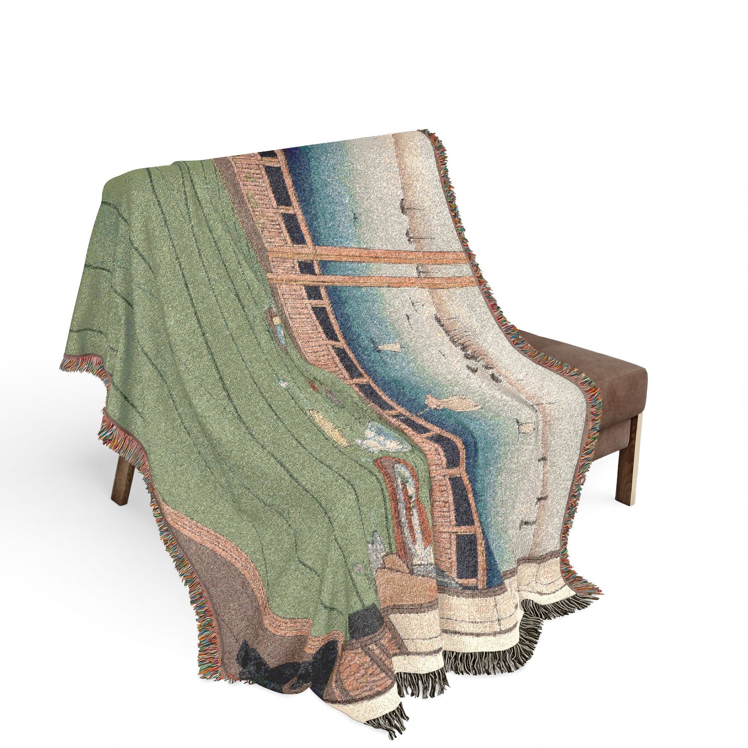 The Moon-Viewing Promontory, from One Hundred Views of Famous Places in Edo Woven Throw Blanket